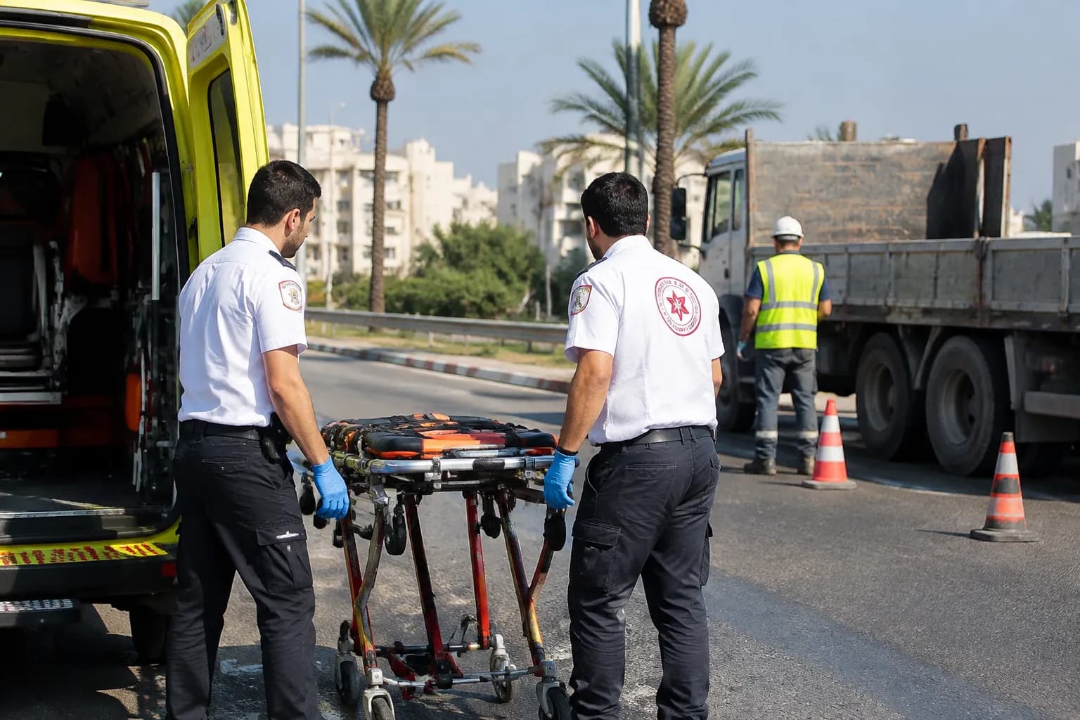 Truck driver moderately injured in fall on Bar-Lev Road