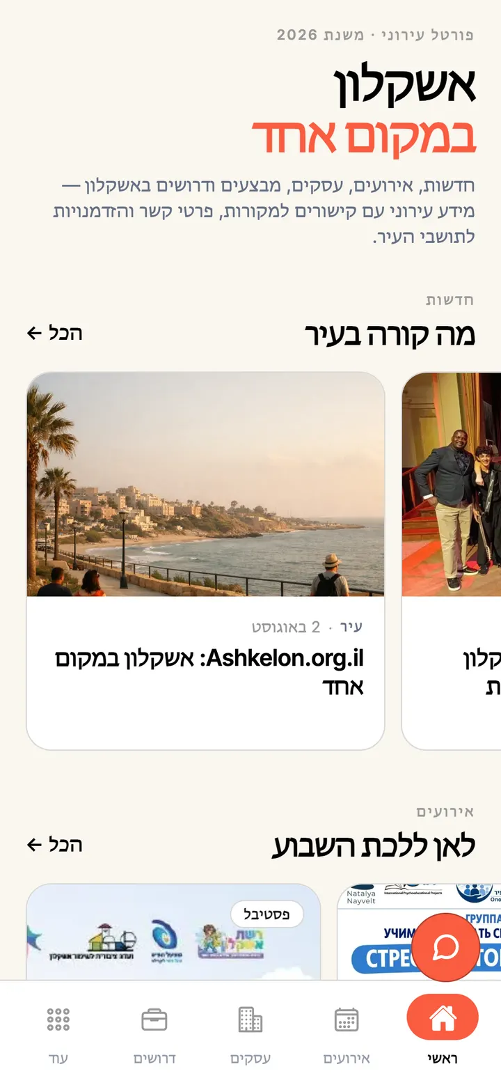 מסך באפליקציה: חדשות